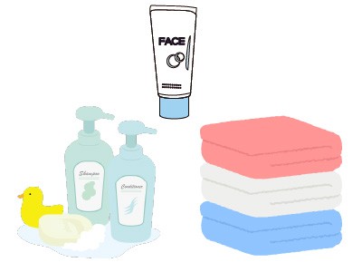 洗面・お風呂セット歯ブラシや洗顔料、シャンプーなど寮には基本ついていないので自分で用意がオススメ。